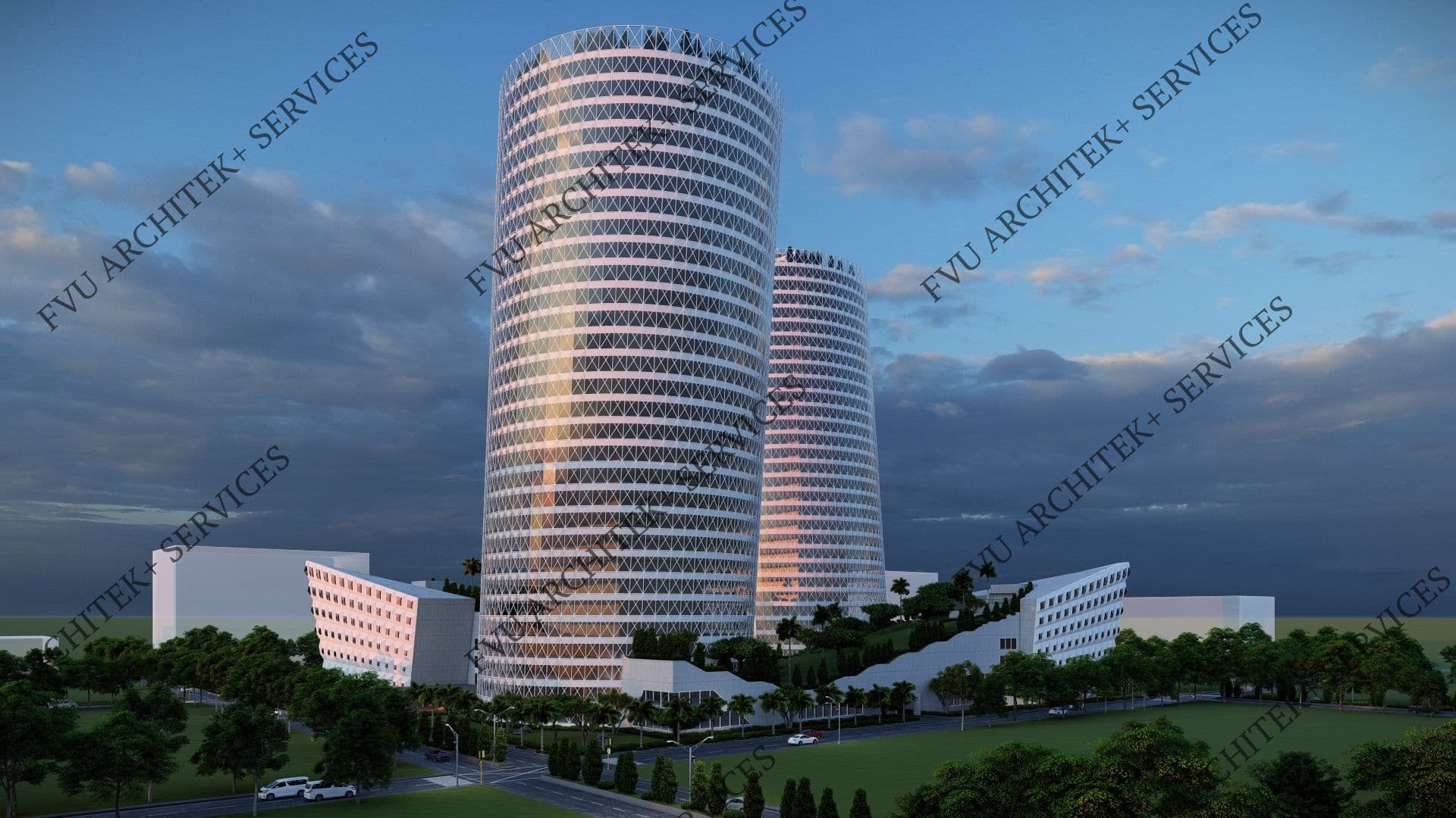 TWIN SLANTED GLASS TOWER - Image 1