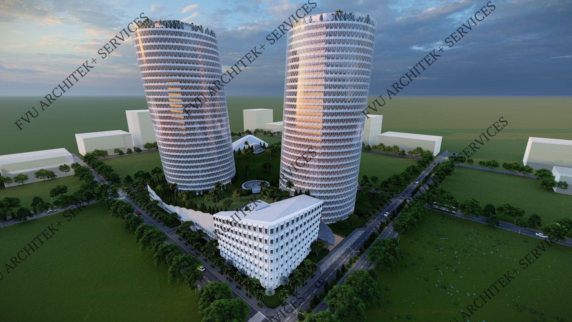 TWIN SLANTED GLASS TOWER thumbnail 3