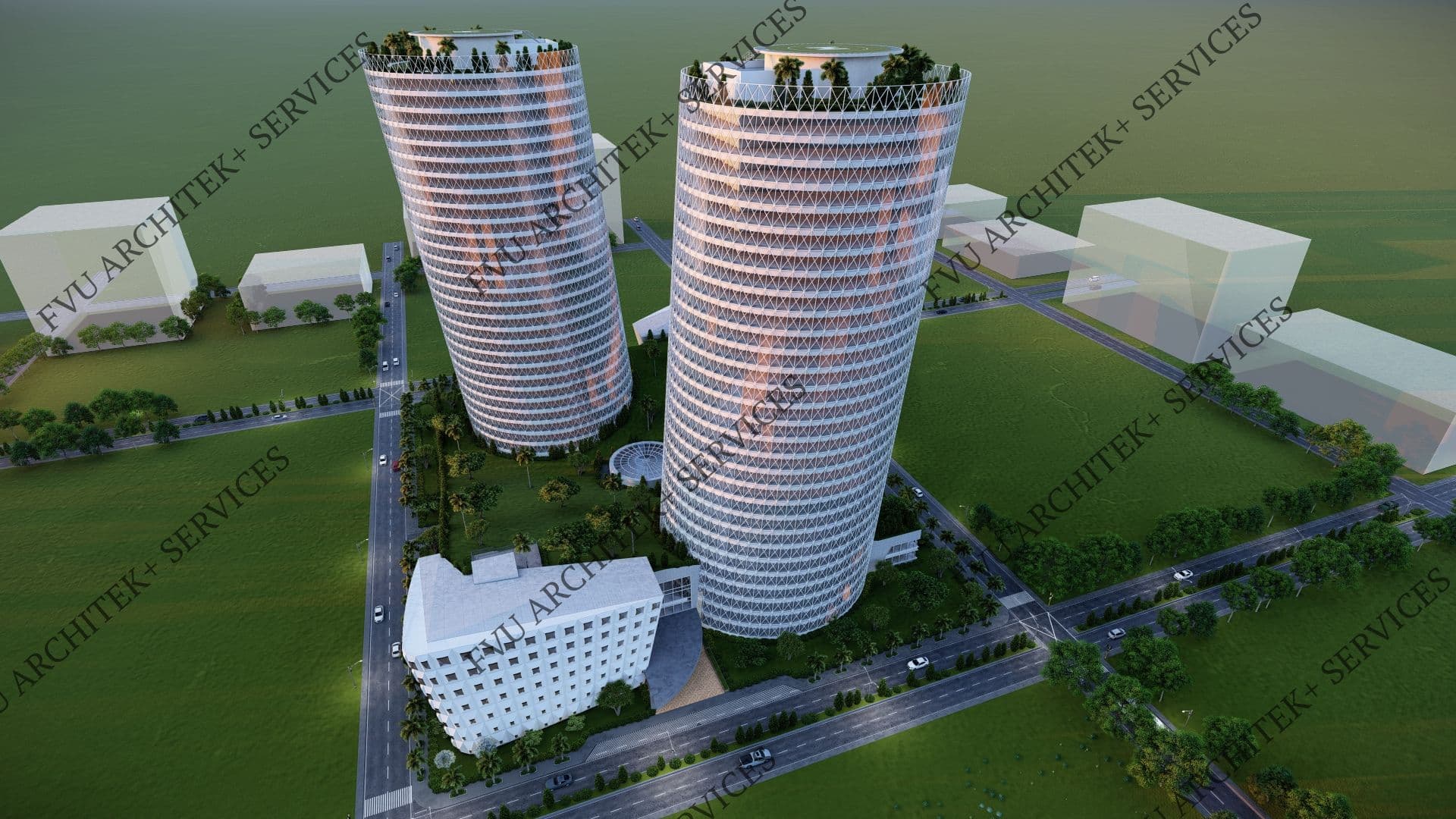 TWIN SLANTED GLASS TOWER thumbnail 4